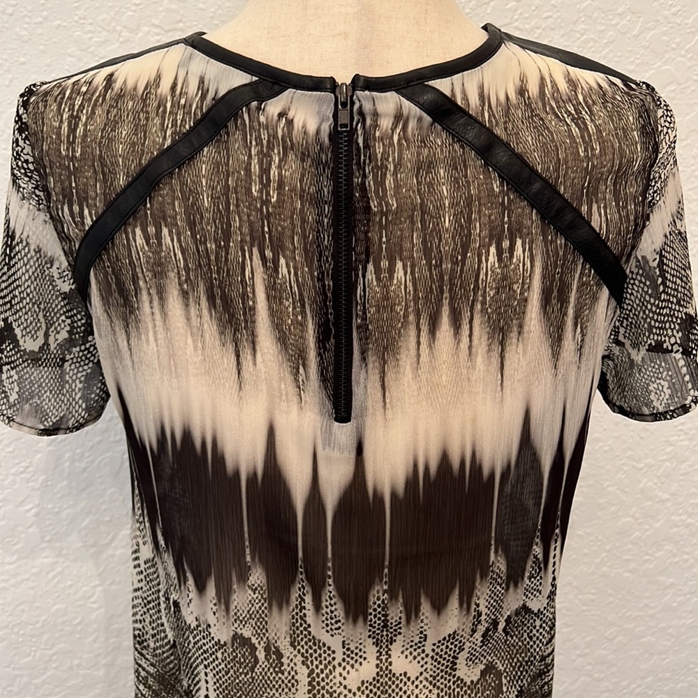 GENERATION LOVE‎ NY Sheer Top Snake Print Faux Leather Made USA Fitted  S - Picture 11 of 17